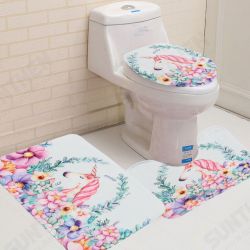 3Pcs Bath Mat Set Non Slip Pedestal Mat Toilet Bathroom Rug Memory Foam Design