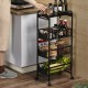 4 Tier White/Black Metal Rolling Utility Cart Trolley Storage Shelf Kitchen Rack