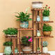 5 Tier Fir Wood Wooden Plant Flower Display Stand Shelf Rack Holder & Wheels