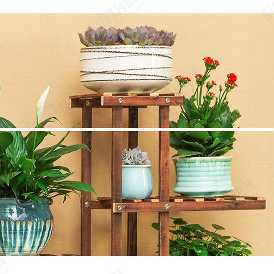 5 Tier Fir Wood Wooden Plant Flower Display Stand Shelf Rack Holder & Wheels