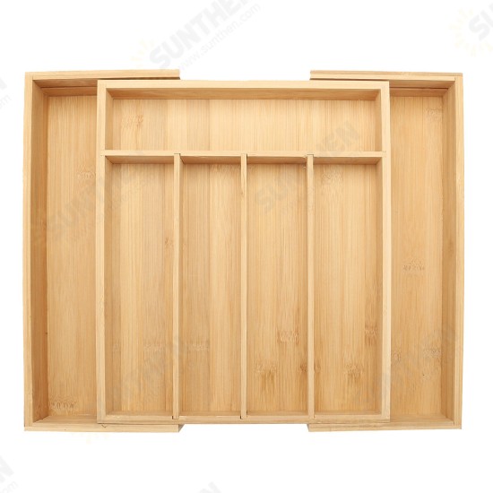 7 Cells Wooden Cutlery Drawer Draw Organiser Bamboo Expandable Tray