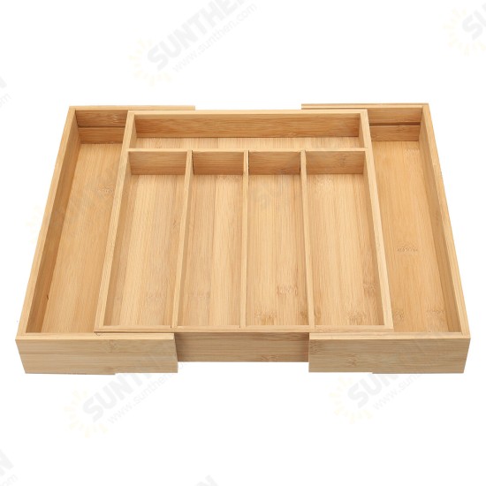 7 Cells Wooden Cutlery Drawer Draw Organiser Bamboo Expandable Tray