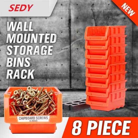 8Pcs ABS Toolbox Awall-mounted Storage Box Foldable Tray Hardware Screw Tool Organize Box Stackable for Small Racks Side by Side