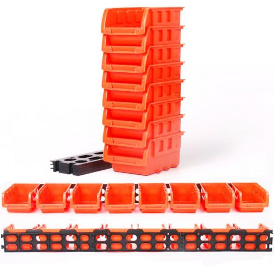 8Pcs ABS Toolbox Awall-mounted Storage Box Foldable Tray Hardware Screw Tool Organize Box Stackable for Small Racks Side by Side