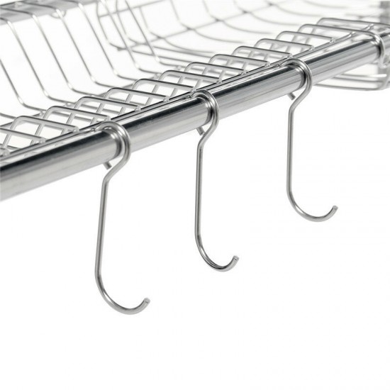 95x62x25.5cm 2 Tiers Over The Sink Dish Drying Rack Shelf Stainless Kitchen Cutlery Holder