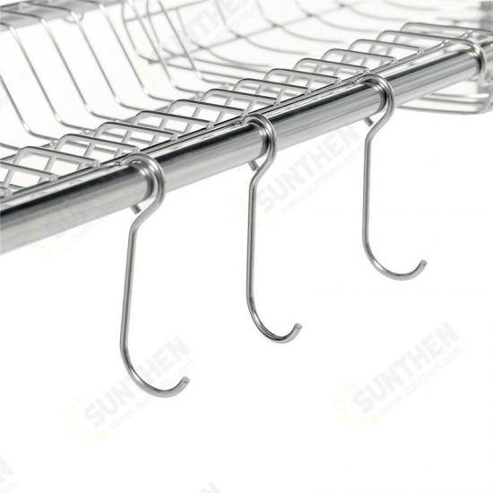 95x62x25.5cm 2 Tiers Over The Sink Dish Drying Rack Shelf Stainless Kitchen Cutlery Holder