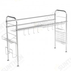 95x62x25.5cm 2 Tiers Over The Sink Dish Drying Rack Shelf Stainless Kitchen Cutlery Holder 95x62x25.5cm 2 Tiers Over The Sink Dish Drying Rack Shelf Stainless Kitchen Cutlery Holder