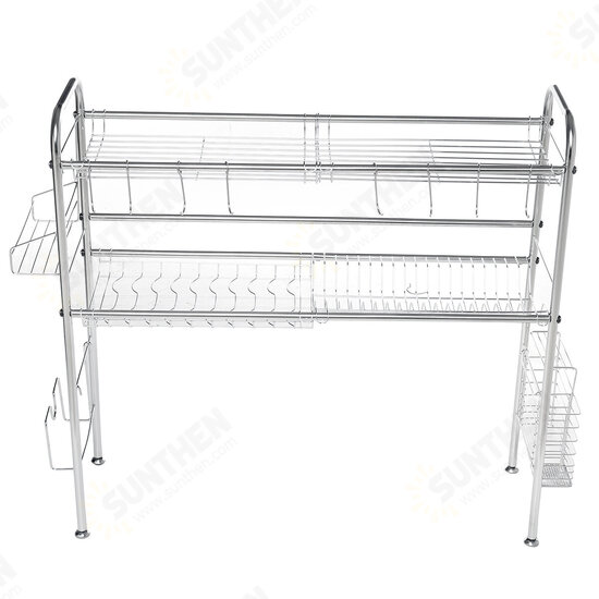 95x82x25.5cm 3 Tiers Over The Sink Dish Drying Rack Shelf Stainless Kitchen Cutlery Holder