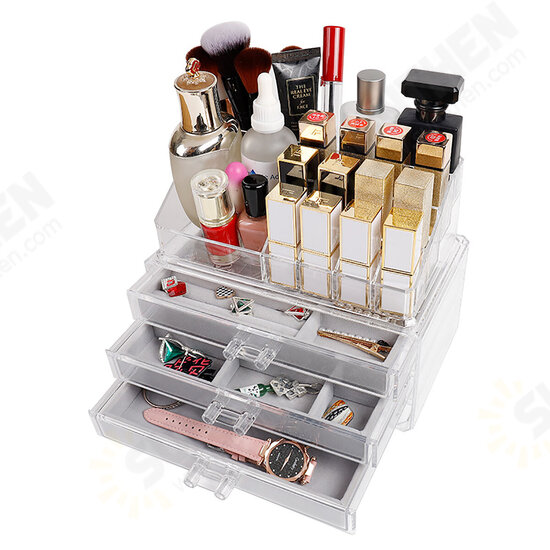 Acrylic Transparent Jewelry Cosmetics Holder Necklace Drawer Drawer type Jewelry and Cosmetics Storage Box