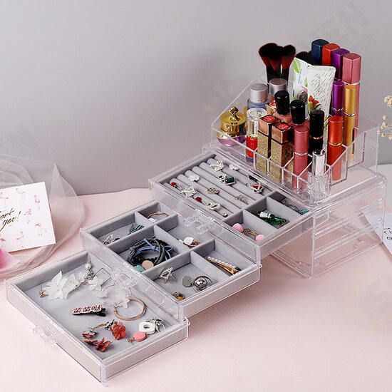 Acrylic Transparent Jewelry Cosmetics Holder Necklace Drawer Drawer type Jewelry and Cosmetics Storage Box