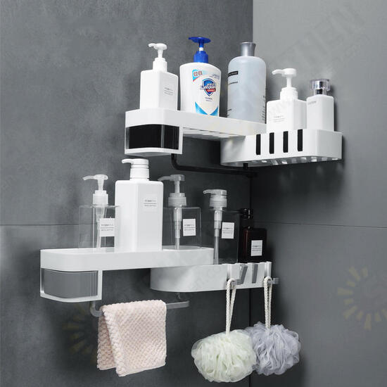 Bathroom Shelf Rack Toilet Punching Storage Rack Plastic Self-adhesive Wall Hanging Triangle Rack