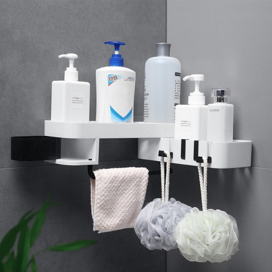 Bathroom Shelf Rack Toilet Punching Storage Rack Plastic Self-adhesive Wall Hanging Triangle Rack
