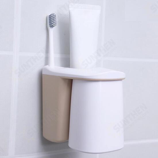 Bathroom Toothpaste Toothbrush Holder Storage Shelf Rack Set Magnetic Cups