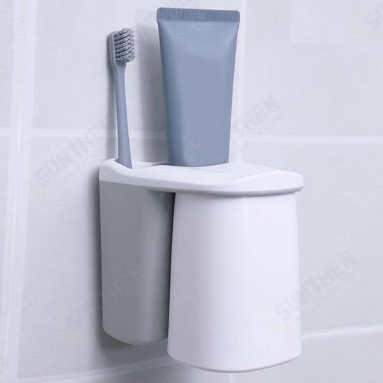 Bathroom Toothpaste Toothbrush Holder Storage Shelf Rack Set Magnetic Cups