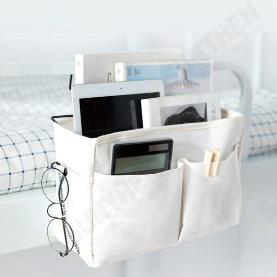 Bedside Hanging Basket Canvass Pocket Sundry Storage Bag Large-capacity Organizer