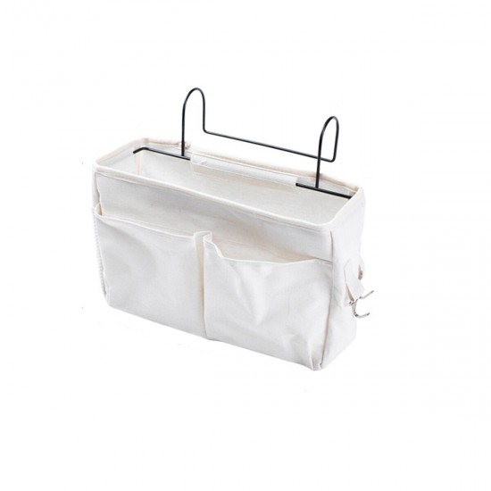 Bedside Hanging Basket Canvass Pocket Sundry Storage Bag Large-capacity Organizer