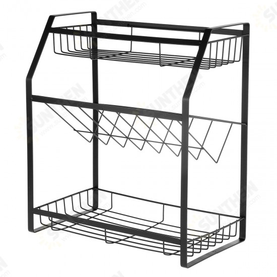 Black Seasoning Rack Kitchen Household Three-layer Storage Rack