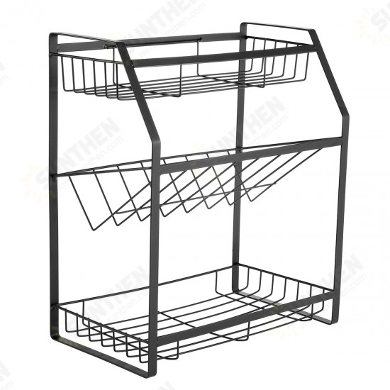 Black Seasoning Rack Kitchen Household Three-layer Storage Rack