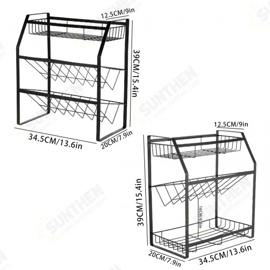 Black Seasoning Rack Kitchen Household Three-layer Storage Rack