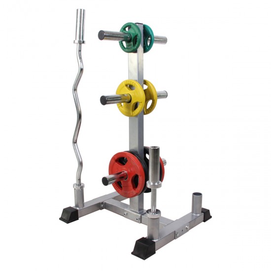 Bumper Weight Plate Storage Tree Rack Olympic Barbell Bar Stand Holder Organizer