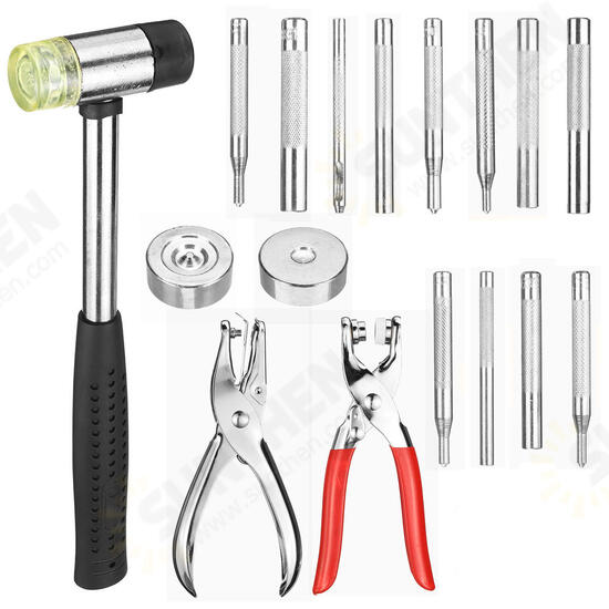 Button Press Tools Buckle Punch Snap Fasteners Stick Hammer Studs Fixing Kit