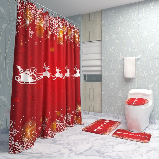 Christmas Decorations 180x180cm Shower Curtain Mat Bathroom Anti-slip Carpet Rug