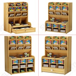 Desk Organizer Desktop Storage Brush Container Office Pencil Holder Pen Box Tool