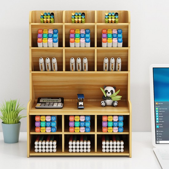 Desk Organizer Desktop Storage Brush Container Office Pencil Holder Pen Box Tool