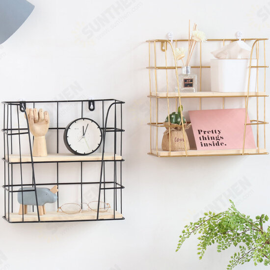 Hand-made Iron Wall Vintage Industrial Style Simple Furniture Double Wall Shelf Hand-made Iron Wall Vintage Industrial Style Simple Furniture Double Wall Shelf