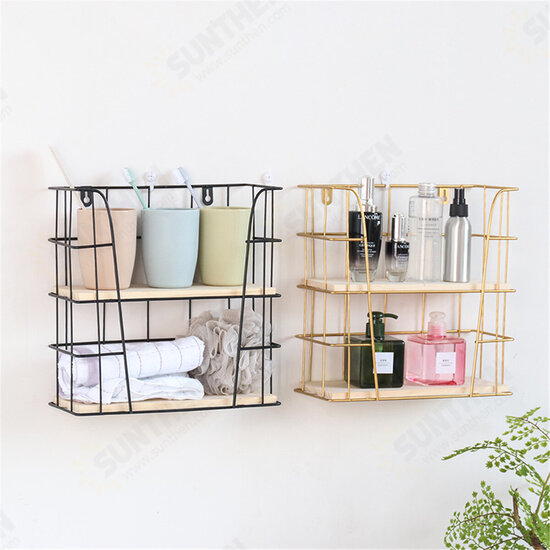 Hand-made Iron Wall Vintage Industrial Style Simple Furniture Double Wall Shelf Hand-made Iron Wall Vintage Industrial Style Simple Furniture Double Wall Shelf