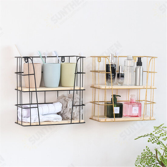 Hand-made Iron Wall Vintage Industrial Style Simple Furniture Double Wall Shelf