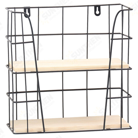 Hand-made Iron Wall Vintage Industrial Style Simple Furniture Double Wall Shelf Hand-made Iron Wall Vintage Industrial Style Simple Furniture Double Wall Shelf