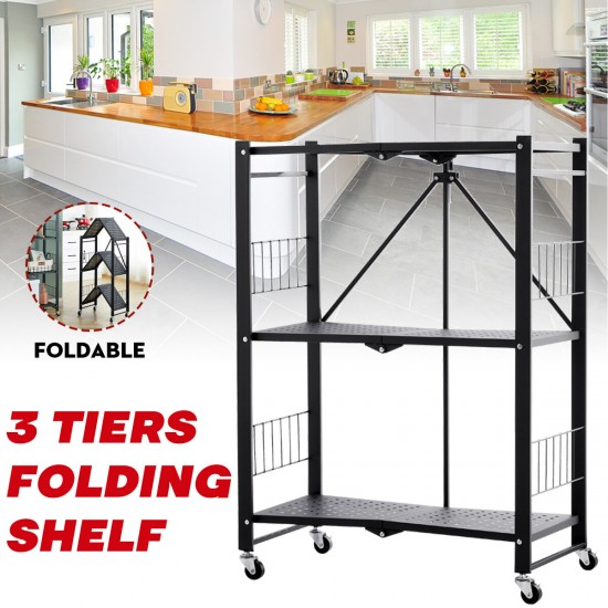 Installation-free Folding Kitchen Racks Floor-to-ceiling Multi-layer Kitchen Storage Racks Movable Racks