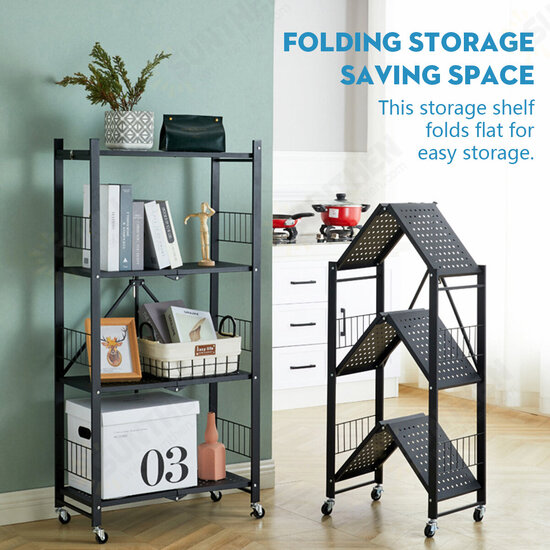 Installation-free Folding Kitchen Racks Floor-to-ceiling Multi-layer Kitchen Storage Racks Movable Racks Installation-free Folding Kitchen Racks Floor-to-ceiling Multi-layer Kitchen Storage Racks Movable Racks