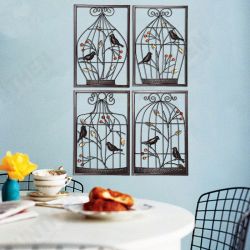 Jeweled Birds Tree Birdcage Sculpture Iron Wrought Hanging Wall Art Decorations Framed Jeweled Birds Tree Birdcage Sculpture Iron Wrought Hanging Wall Art Decorations Framed