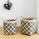 Large Capacity Storage Baskets Woven Bamboo Storage Bucket Handle Flower Pot Vase Toy Holder Household Organizer