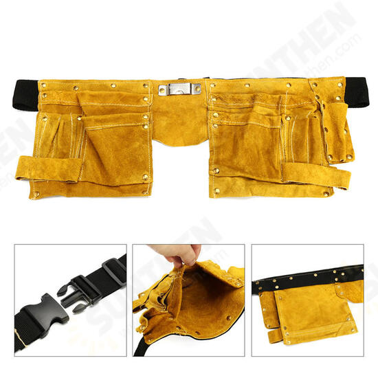 Leather Electrician Tool Waist Bag 8/14 Pockets Carpenter Electrician Tool Pouch Leather Electrician Tool Waist Bag 8/14 Pockets Carpenter Electrician Tool Pouch