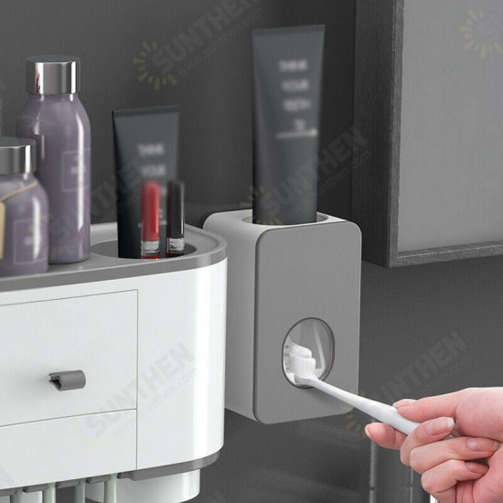 Magnetic Adsorption Toothbrush Holder With Cup Wall Mount And Washing Storage Storage Baskets Magnetic Adsorption Toothbrush Holder With Cup Wall Mount And Washing Storage Storage Baskets