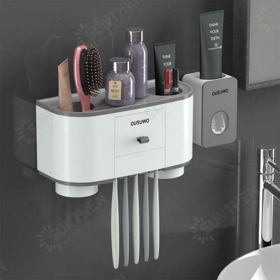 Magnetic Adsorption Toothbrush Holder With Cup Wall Mount And Washing Storage Storage Baskets Magnetic Adsorption Toothbrush Holder With Cup Wall Mount And Washing Storage Storage Baskets