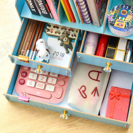 Office Supplies Desktop Storage Box Drawer Type Book Stand Creative Bookshelf Documents and Materials Rack Stationery Shelf Desktop Organizer