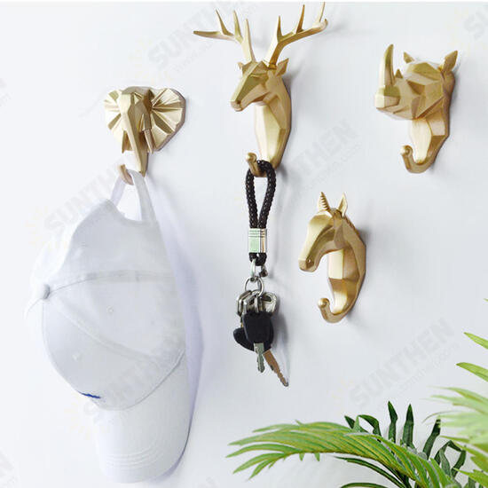 Simple 3D Coat Hook Holder Creative Animals Head Hanger Wall Mounted Craft