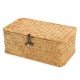 Storage Box Rectangular Straw Flower Basket with Cover Home Garden Fruit Clothes Storage Box Rectangular Straw Flower Basket with Cover Home Garden Fruit Clothes