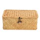 Storage Box Rectangular Straw Flower Basket with Cover Home Garden Fruit Clothes Storage Box Rectangular Straw Flower Basket with Cover Home Garden Fruit Clothes