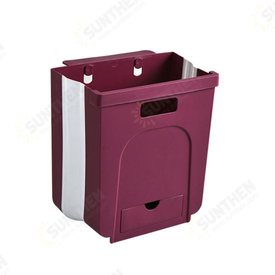 Wall Mounted Folding Waste Bin Kitchen Cabinet Door Hanging Trash Can Bin