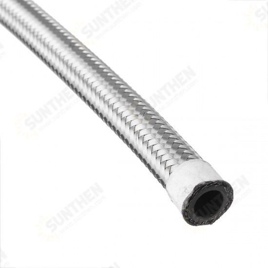 10FT AN4 AN6 AN8 AN10 Fuel Hose Oil Gas Line Pipe Stainless Steel Braided Silver 10FT AN4 AN6 AN8 AN10 Fuel Hose Oil Gas Line Pipe Stainless Steel Braided Silver