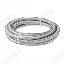 10FT AN4 AN6 AN8 AN10 Fuel Hose Oil Gas Line Pipe Stainless Steel Braided Silver
