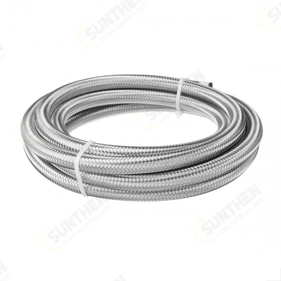 10FT AN4 AN6 AN8 AN10 Fuel Hose Oil Gas Line Pipe Stainless Steel Braided Silver 10FT AN4 AN6 AN8 AN10 Fuel Hose Oil Gas Line Pipe Stainless Steel Braided Silver