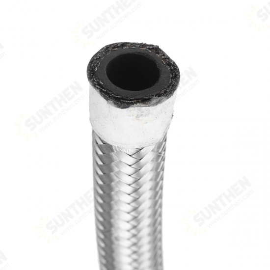 10FT AN4 AN6 AN8 AN10 Fuel Hose Oil Gas Line Pipe Stainless Steel Braided Silver