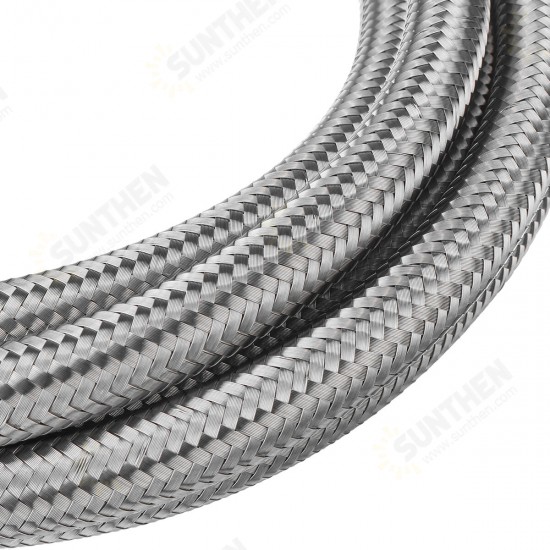 10FT AN4 AN6 AN8 AN10 Fuel Hose Oil Gas Line Pipe Stainless Steel Braided Silver 10FT AN4 AN6 AN8 AN10 Fuel Hose Oil Gas Line Pipe Stainless Steel Braided Silver