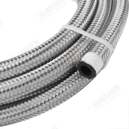 10FT AN4 AN6 AN8 AN10 Fuel Hose Oil Gas Line Pipe Stainless Steel Braided Silver 10FT AN4 AN6 AN8 AN10 Fuel Hose Oil Gas Line Pipe Stainless Steel Braided Silver